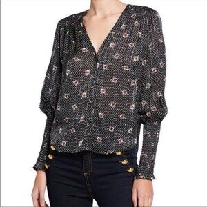 Veronica Beard | Maree Floral Bishop-Sleeve Silk Shirt